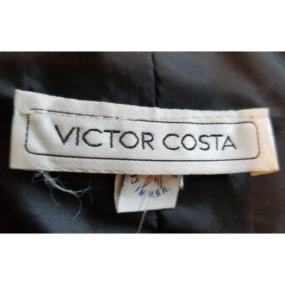 Vintage 1980's Victor Costa Black Yellow Polka Dot Strapless Dress With Bow - Picture 5 of 8